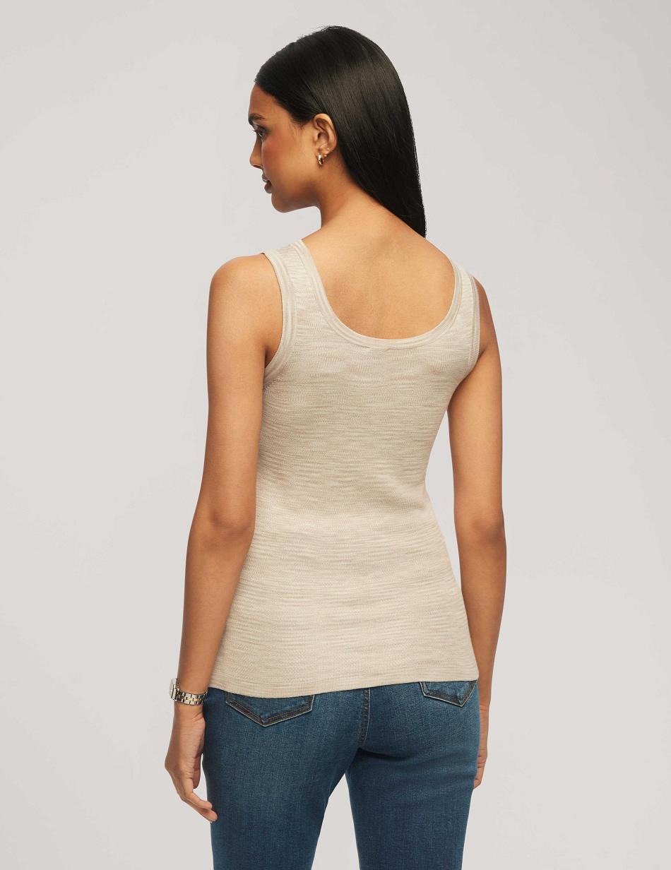 Hauts Anne Klein Space Dye Yarn Scoop Neck Tank   | QPN-2176551